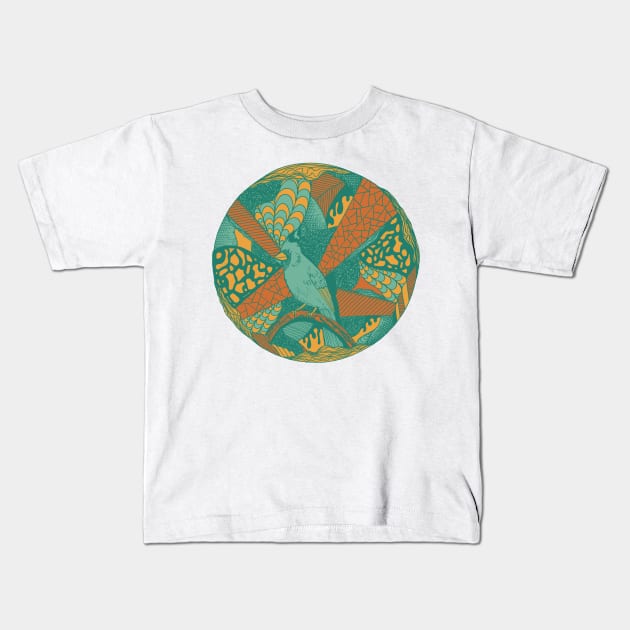 Mountain Green Circle of The Northern Cardinal Kids T-Shirt by kenallouis